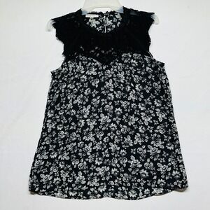 Maurices Sleeveless Blouse Black White Lace Lightweight Floral Womens Medium